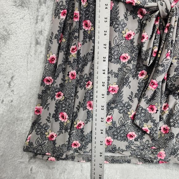 Rene Rofe Robe Womens XL Gray Pink Floral Lace Kimono Cami Top Lounge Casual 2pc - Picture 8 of 16